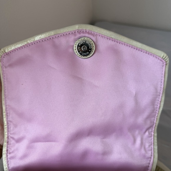 Coach Poppy Backpack 16696 Champagne Cream Signature C Logo Metallic Excellent - Picture 6 of 16